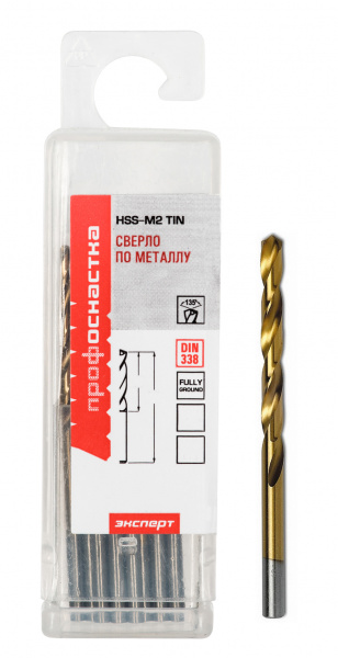 Сверло Ø  6,3 мм ц/х (10 шт.) HSS M2 TIN ПрофОснастка Эксперт
